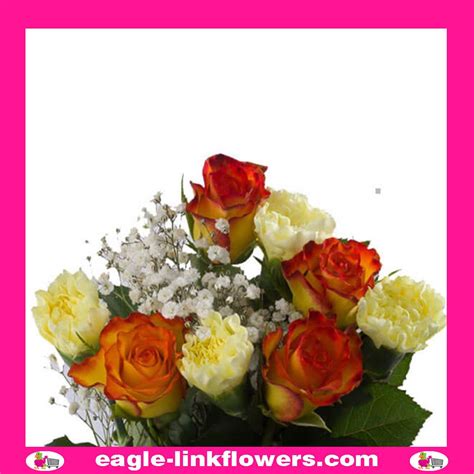 Mixed Bouquet Of Roses Carnation And Gypsophila Mixed Bouquets