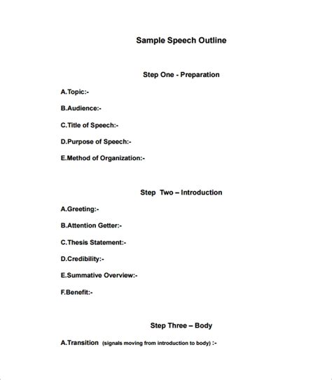 Speech Outline Template 38 Samples Examples And Forma
