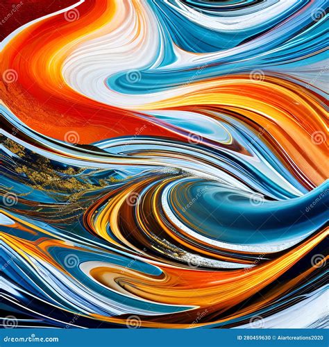 An Abstract Representation Of The Elements Of Nature With Swirling