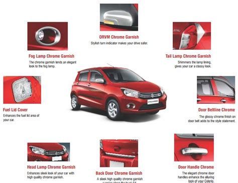 Car accessories make all the difference to your everyday commute to work or that long drive on the weekends with your friends and family. Maruti Genuine Accessories for Celerio with Price List in ...