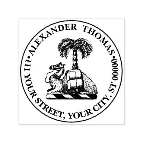 Heraldic Camel Palm Tree Colour Coat Of Arms Self Inking Stamp Zazzle