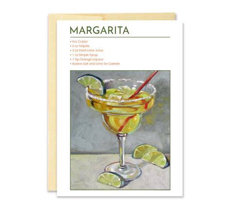 Margarita Recipe Greeting Card Margarita Greeting Card Etsy