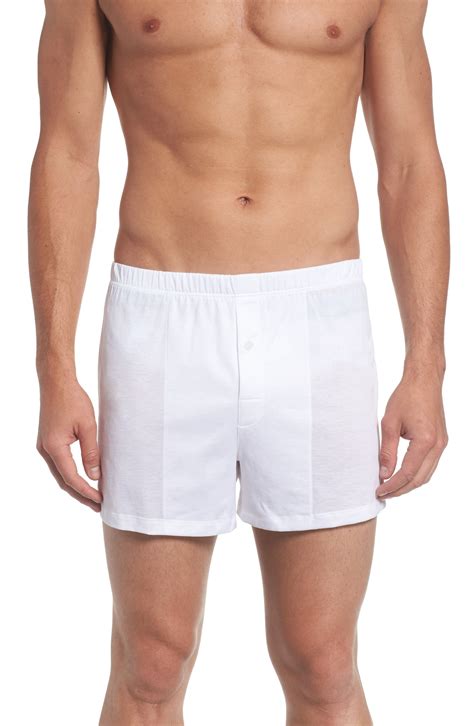 Mens Hanro Cotton Sporty Knit Boxers Size Large White Cotton