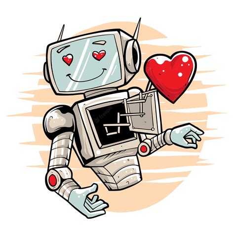 Premium Vector Robot In Love Premium Illustration