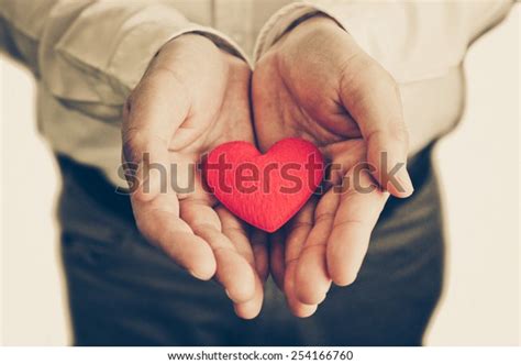 Businessman Giving Red Heart Customer On Stock Photo 254166760