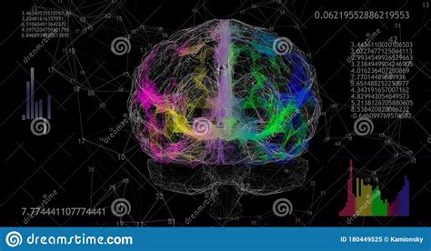 Rotating 360 Low Polygonal Brain 3d Model On Black Background With