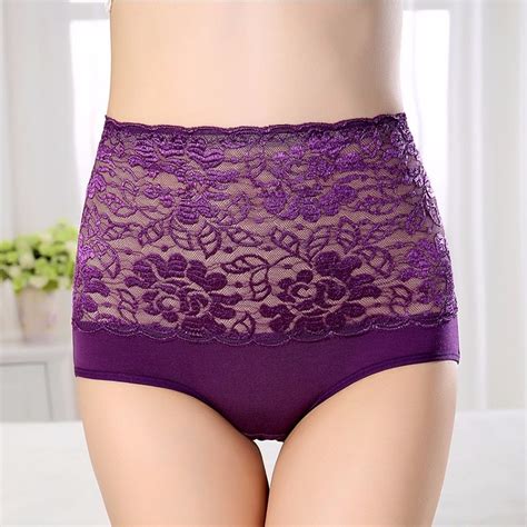 Modal Plus Size Panties High Rise Shape Abdomen Hips Sexy Lingerie Lace Splice Panties Women