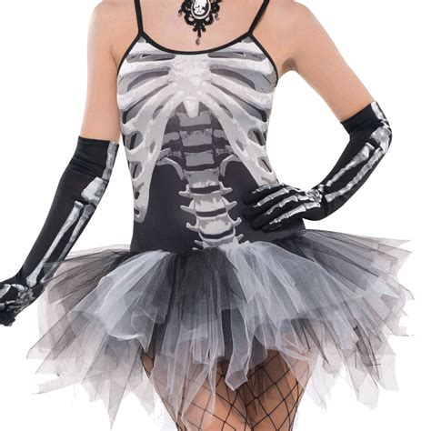Ladies Sexy Skeleton Print Tutu Fancy Dress Costume Halloween Bone Jangles Dead Ebay