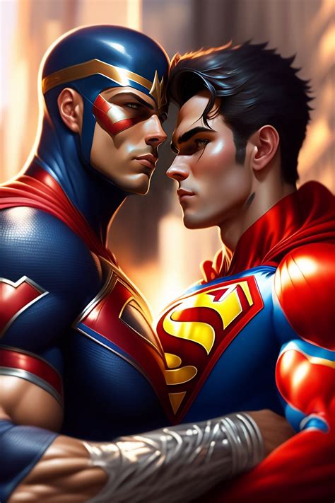 Lexica Two Thin Muscular Superheroes Spiderman And Superman Gay