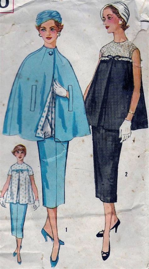 Vintage 60s Maternity Dress And Cape Sewing Pattern 2010 B36 16