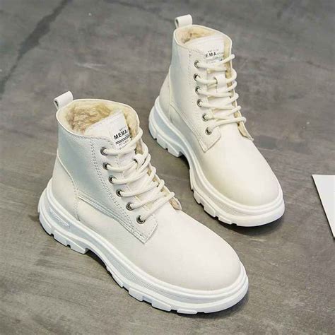 17 95 women s boots winter white boots fashion platform ankle boots lace up 2019 boots