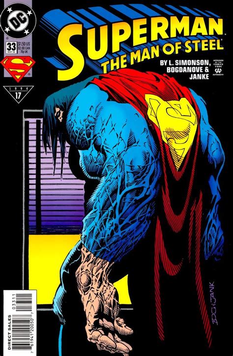 Superman The Man Of Steel Comic Book Cover With An Evil Looking