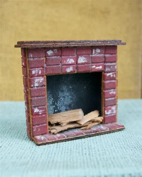 Dollhouse Fireplace With Firewood Wooden Mantel And Bricks Haute