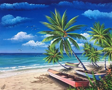 Beach Painting On Canvas Oil Painting Beach Landscape Etsy