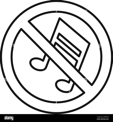 No Music Note Icon Outline No Music Note Vector Icon For Web Design