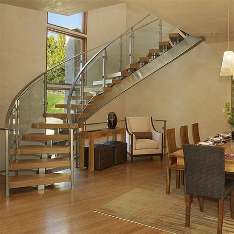 Safety And Stronger Powder Coated Carbon Steel Curved Stairs Beams With