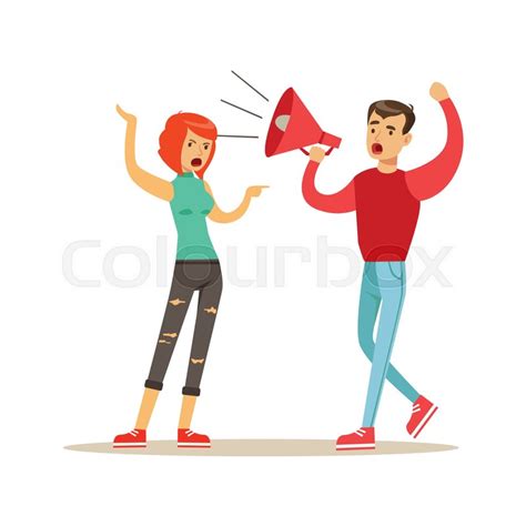 Young Men Characters Shouting To A Stock Vector Colourbox