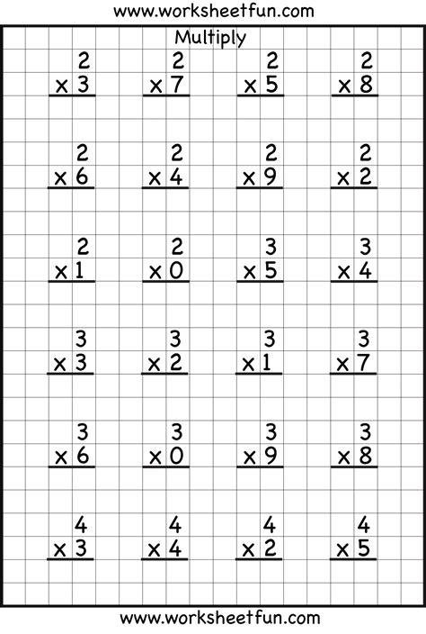 Free Printable Multiplication Worksheets 8x