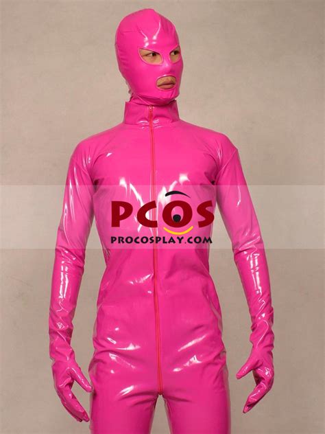 pink pvc catsuit shiny metallic zentai suit b066 best profession cosplay costumes online shop