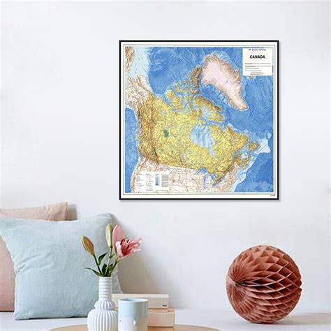 60 60 سنتيمتر Canada كندا التضاريس خريطة في 1983 حائط لوح رسم ملصق فني