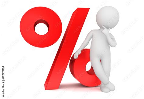 Percent Sign Symbol 3d Red Percentage Icon Man Person People Stock