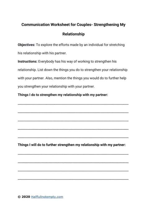 Communication Worksheets For Couples 7 Couples Therapy Worksheets