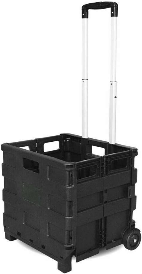 Grocery Basket Foldable Shopping Cart Trolley Pack And Roll Folding Crate