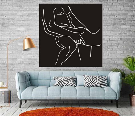 Couple Kamasutra Print Line Nudity Wall Art Erotic Canvas