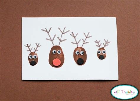 Thumbprint Reindeer Reindeer Card Christmas Crafts Xmas Crafts