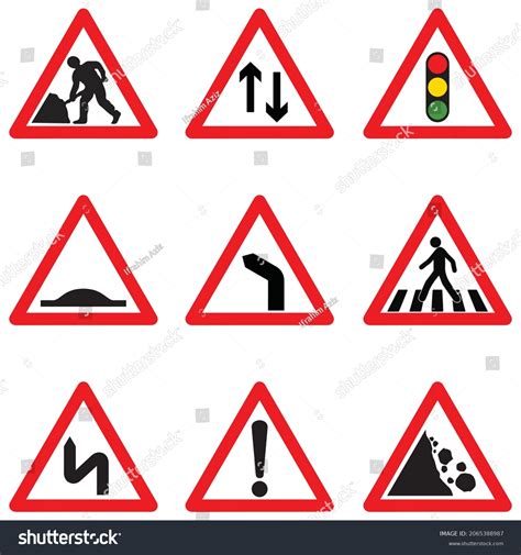 This Image Triangle Road Signs Vector Vetor Stock Livre De Direitos