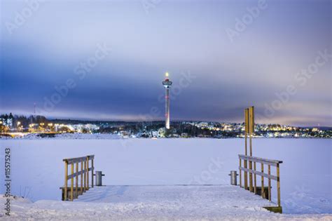 Finland Pirkanmaa Tampere Winter Scene With Frozen Lake And