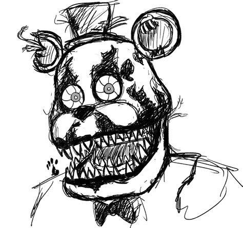 Nightmare Freddy Drawing Pencil Sketch Colorful Realistic Art