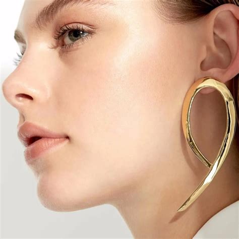 Mestilo Exaggeration Large Geometric Irregular Gold Color Big Metal Dangle Earrings For Women