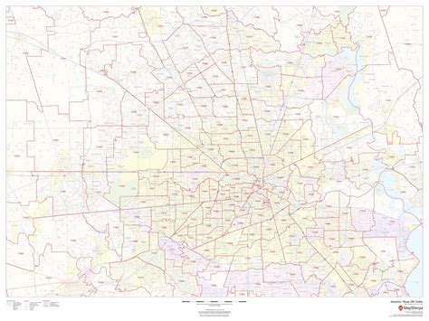 Houston Metro Area Laminated Wall Map 42 X 50 Za