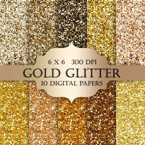 Gold Glitter Digital Paper Glitter Gold Scrapbooking Digital Etsy