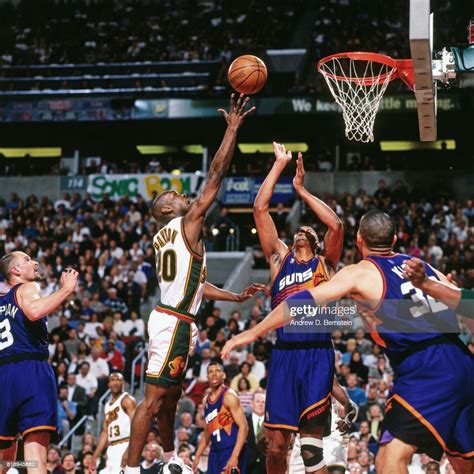 Gary Payton Of The Seattle Supersonics Shoots Against The Phoenix