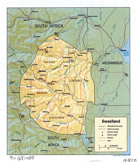 Large Detailed Political And Administrative Map Of Swaziland With