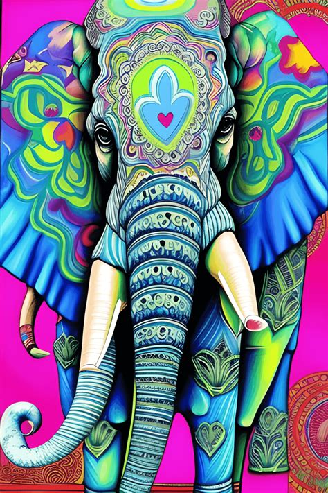 Gráfico De Pintura De Elefante Psicodélico · Creative Fabrica