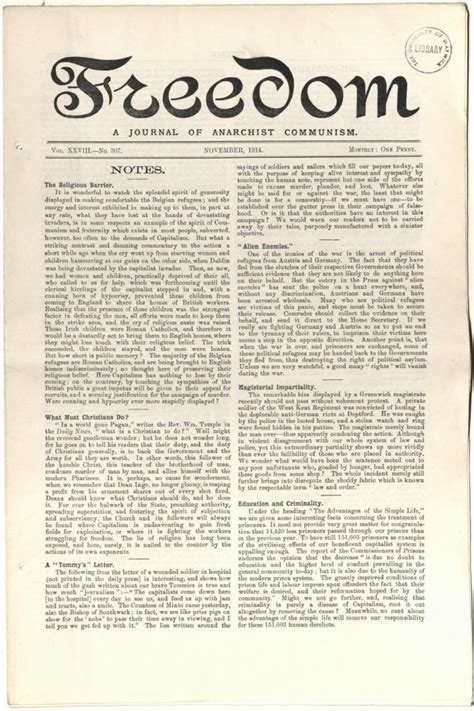 Freedom A Journal Of Anarchist Communism Vol Xxviii No 307