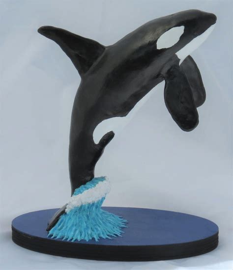 Self Leaping Killer Whale Finished Sculpey Original Rsculpture