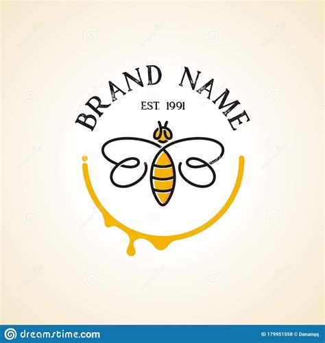 Retro Bee Logo Stock Vector Illustration Of Food Cute 179951558
