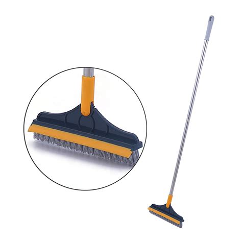 Rubber Bristle Sweeping Floor Brush Long Handled Triangular Brush Head