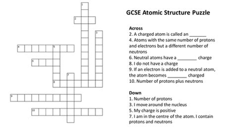 The basic structure of the periodic table is described and explained. Atomic Structure Crossword Puzzle (With Answers ...