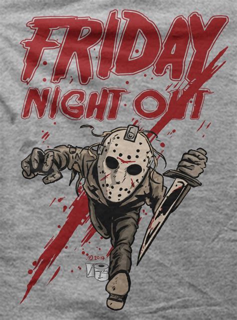 Jason Friday The 13th Cartoon Black Humor T Shirt Friday Etsy
