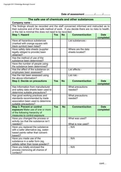 Risk Assessment Checklist Working At Height Elmbridge Borough Gambaran