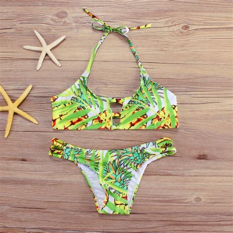 26 99 Green Leaves Print Bikini Leaf Print Bikini Bikinis Fashion