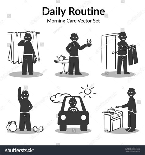 Morning Daily Routine Collection Witn Man Stock Vector Royalty Free