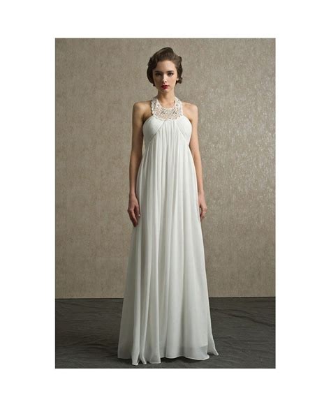 Unique Beaded Long Halter Empire Chiffon Wedding Dress Bs026 1708