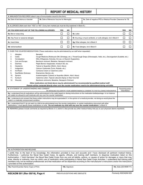 Army Medical History Form In Word And Pdf Formats Page 2 Of 2