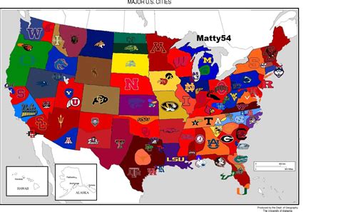 College Football Teams Map